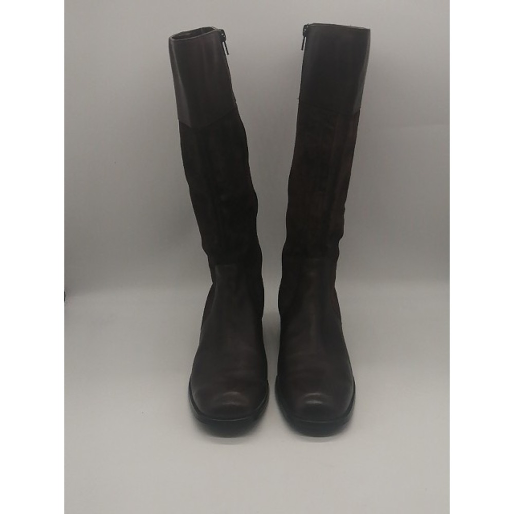 Coldwater Creek Boots Womens Brown 8.5 Leather Suede Tall Riding Shoes Zip